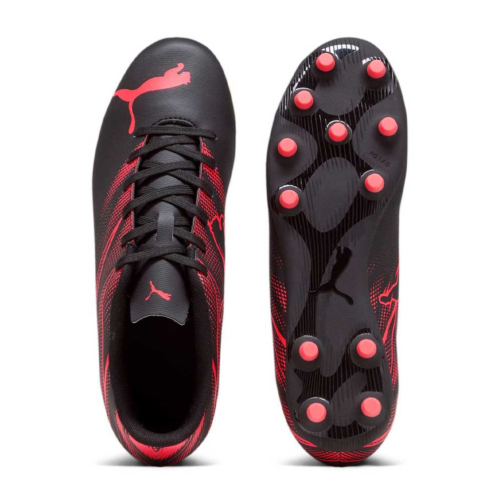 Tacos Puma para Hombre Attacanto FG/AG Negro-Rojo