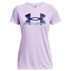 Playera Manga Corta Under Armour para Mujer Tech Solid Script SSC Purple