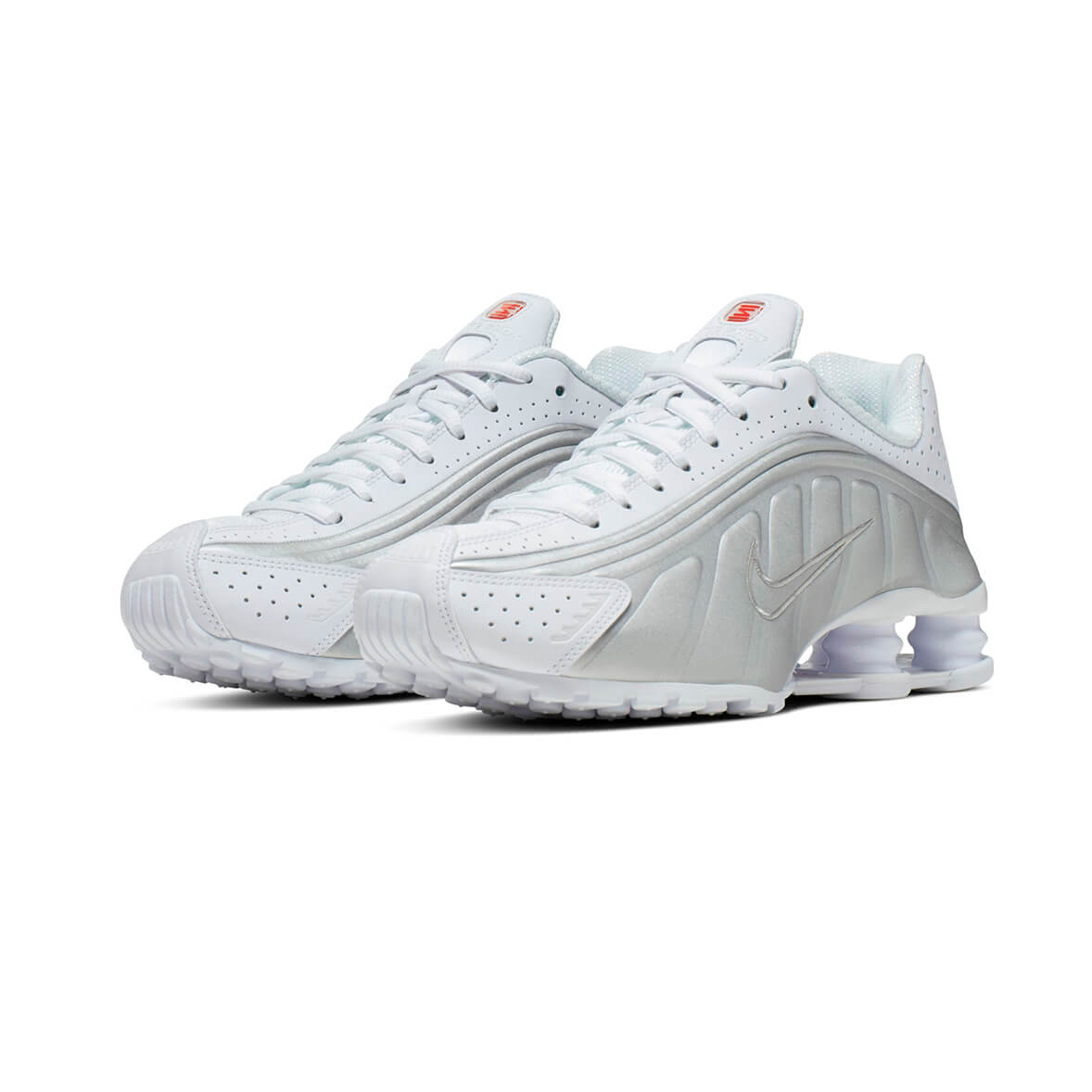Nike Shox R4 White and Metallic Silver